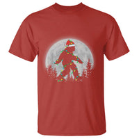 Christmas Bigfoot T Shirt Sasquatch with Santa Hat Xmas Tree Lights - Wonder Print Shop
