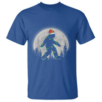 Christmas Bigfoot T Shirt Sasquatch with Santa Hat Xmas Tree Lights - Wonder Print Shop