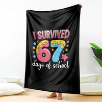 I Survived 67 Days of School Throw Blanket Cute 6 7 Six Seven Chaos Survivor for Students Teachers - Wonder Print Shop