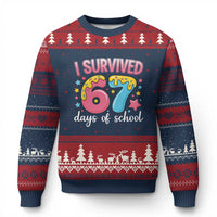 I Survived 67 Days of School Ugly Christmas Sweater Cute 6 7 Six Seven Chaos Survivor for Students Teachers - Wonder Print Shop