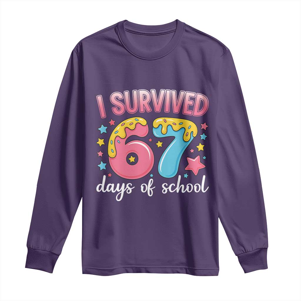 I Survived 67 Days of School Long Sleeve Shirt Cute 6 7 Six Seven Chaos Survivor for Students Teachers - Wonder Print Shop