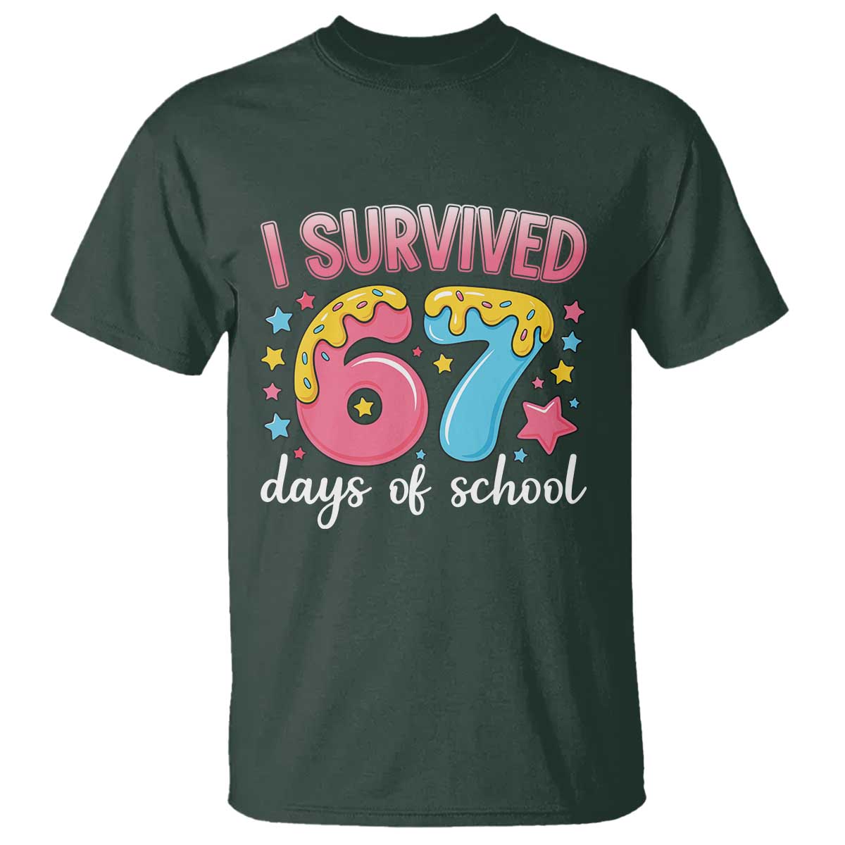 I Survived 67 Days of School T Shirt Cute 6 7 Six Seven Chaos Survivor for Students Teachers - Wonder Print Shop