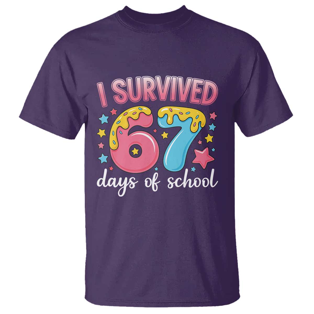 I Survived 67 Days of School T Shirt Cute 6 7 Six Seven Chaos Survivor for Students Teachers - Wonder Print Shop