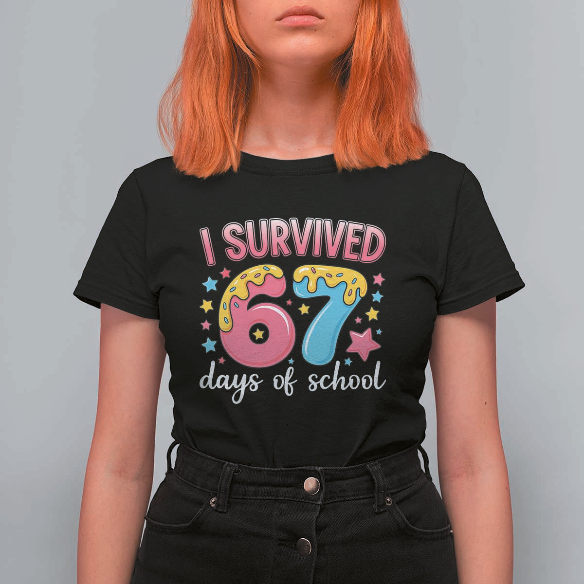 I Survived 67 Days of School T Shirt For Women Cute 6 7 Six Seven Chaos Survivor for Students Teachers - Wonder Print Shop