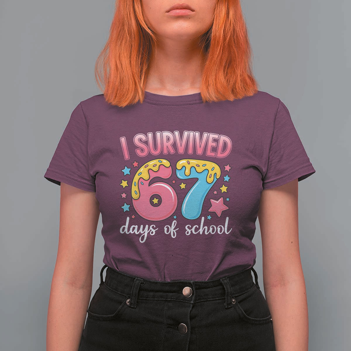 I Survived 67 Days of School T Shirt For Women Cute 6 7 Six Seven Chaos Survivor for Students Teachers - Wonder Print Shop