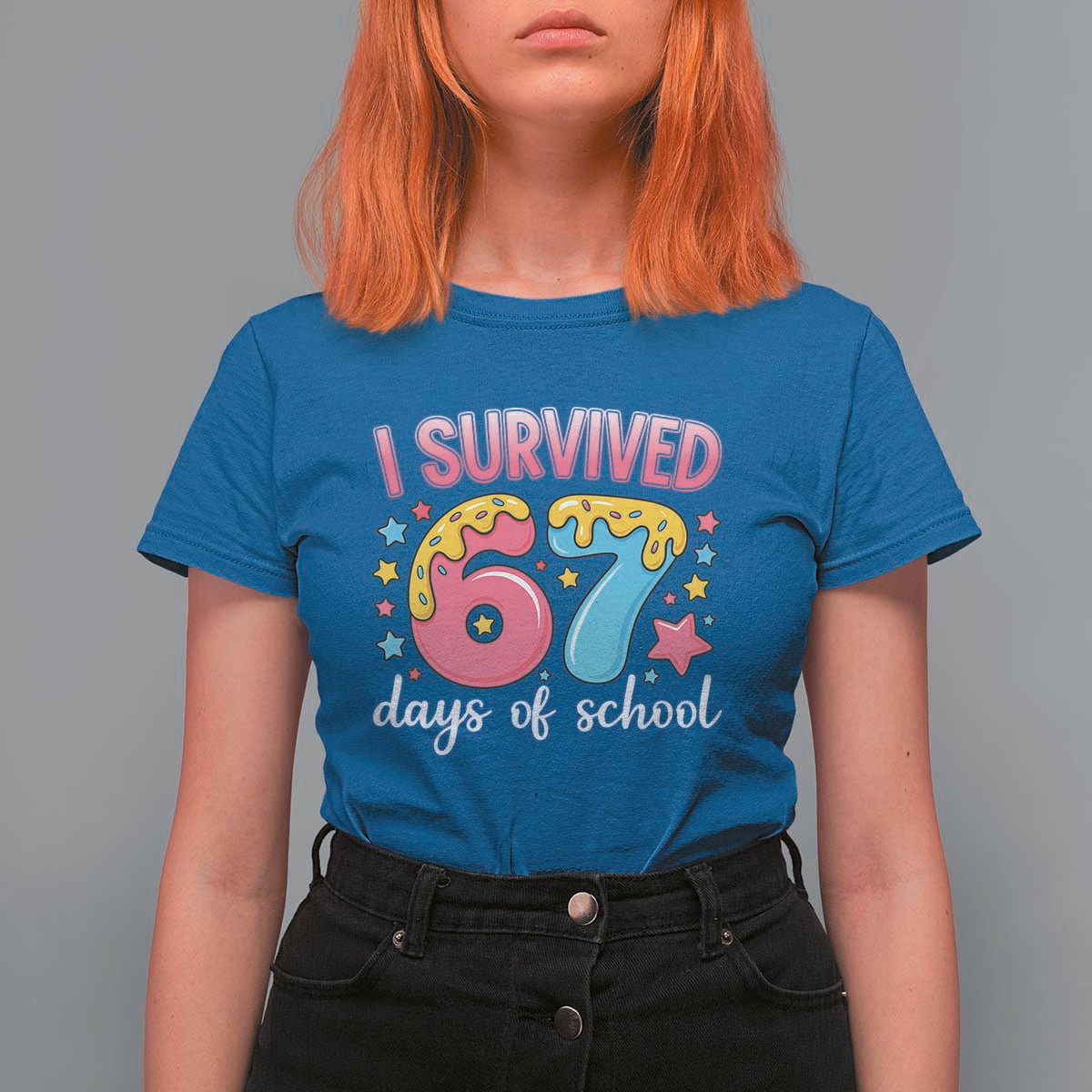 I Survived 67 Days of School T Shirt For Women Cute 6 7 Six Seven Chaos Survivor for Students Teachers - Wonder Print Shop