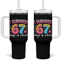 I Survived 67 Days of School Tumbler With Handle Cute 6 7 Six Seven Chaos Survivor for Students Teachers - Wonder Print Shop
