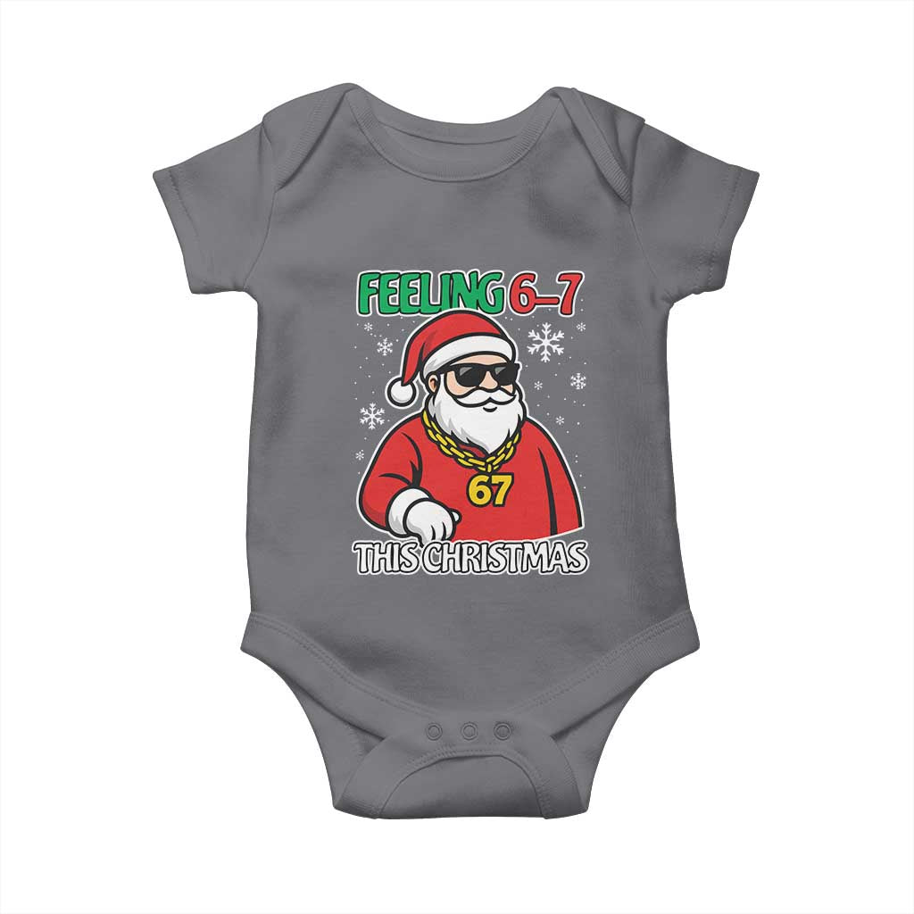 Feeling 67 This Christmas Baby Onesie Funny Cool Santa Six Seven Meme Holiday - Wonder Print Shop