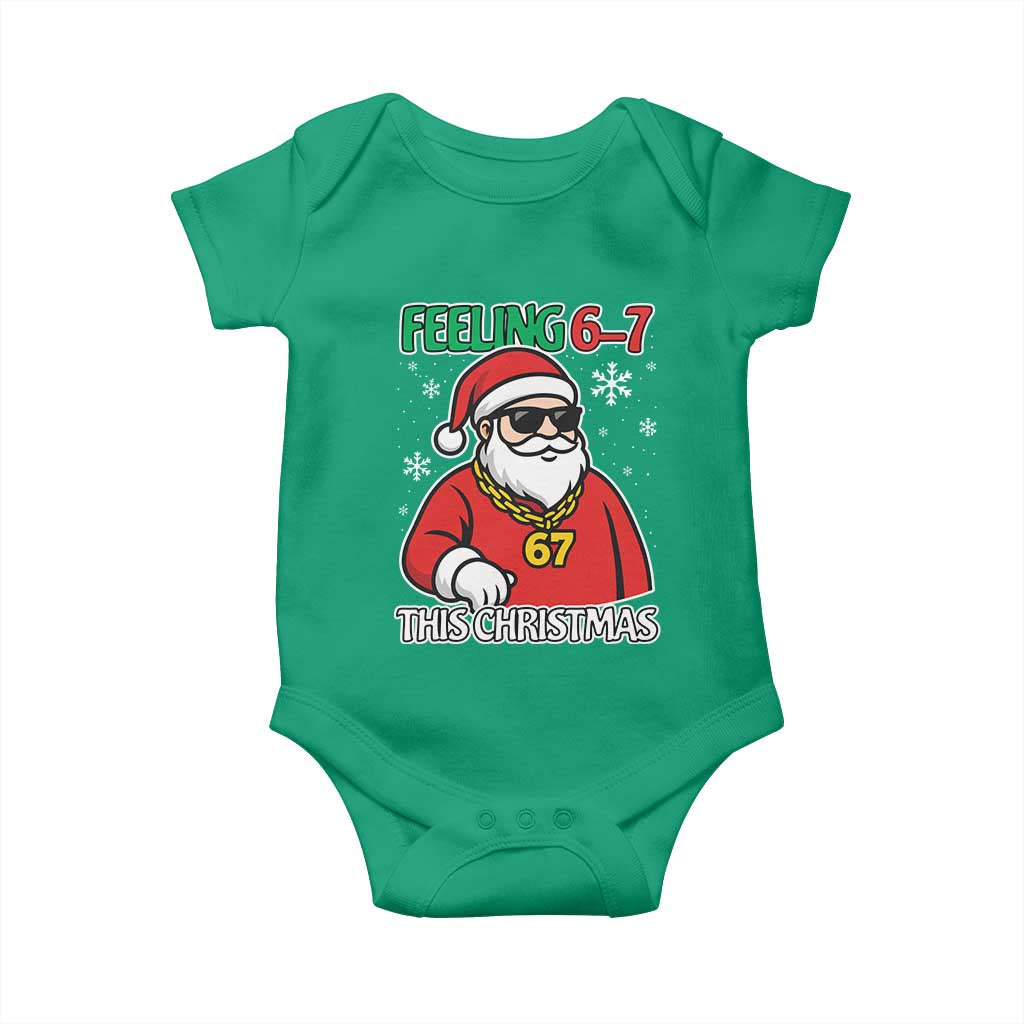 Feeling 67 This Christmas Baby Onesie Funny Cool Santa Six Seven Meme Holiday - Wonder Print Shop