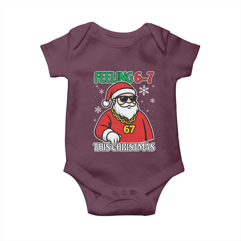 Feeling 67 This Christmas Baby Onesie Funny Cool Santa Six Seven Meme Holiday - Wonder Print Shop