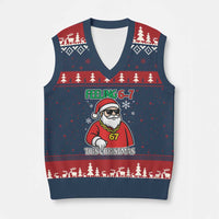 Feeling 67 This Xmas V-Neck Knit Sweater Vest Funny Cool Santa Six Seven Meme Holiday - Wonder Print Shop