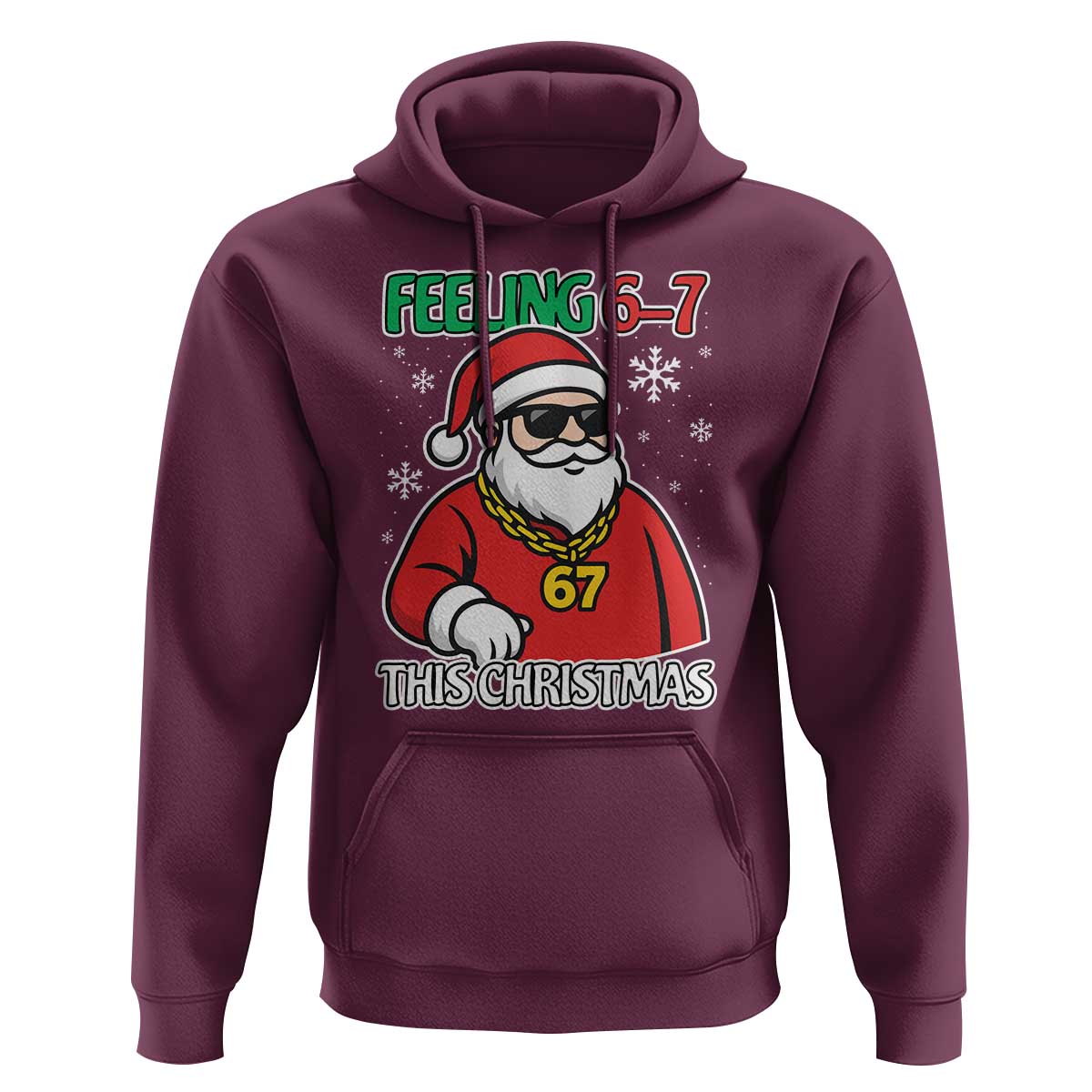 Feeling 67 This Christmas Hoodie Funny Cool Santa Six Seven Meme Holiday - Wonder Print Shop