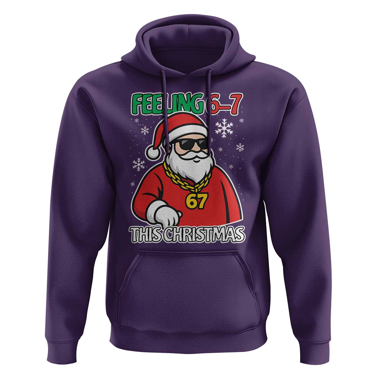 Feeling 67 This Christmas Hoodie Funny Cool Santa Six Seven Meme Holiday - Wonder Print Shop