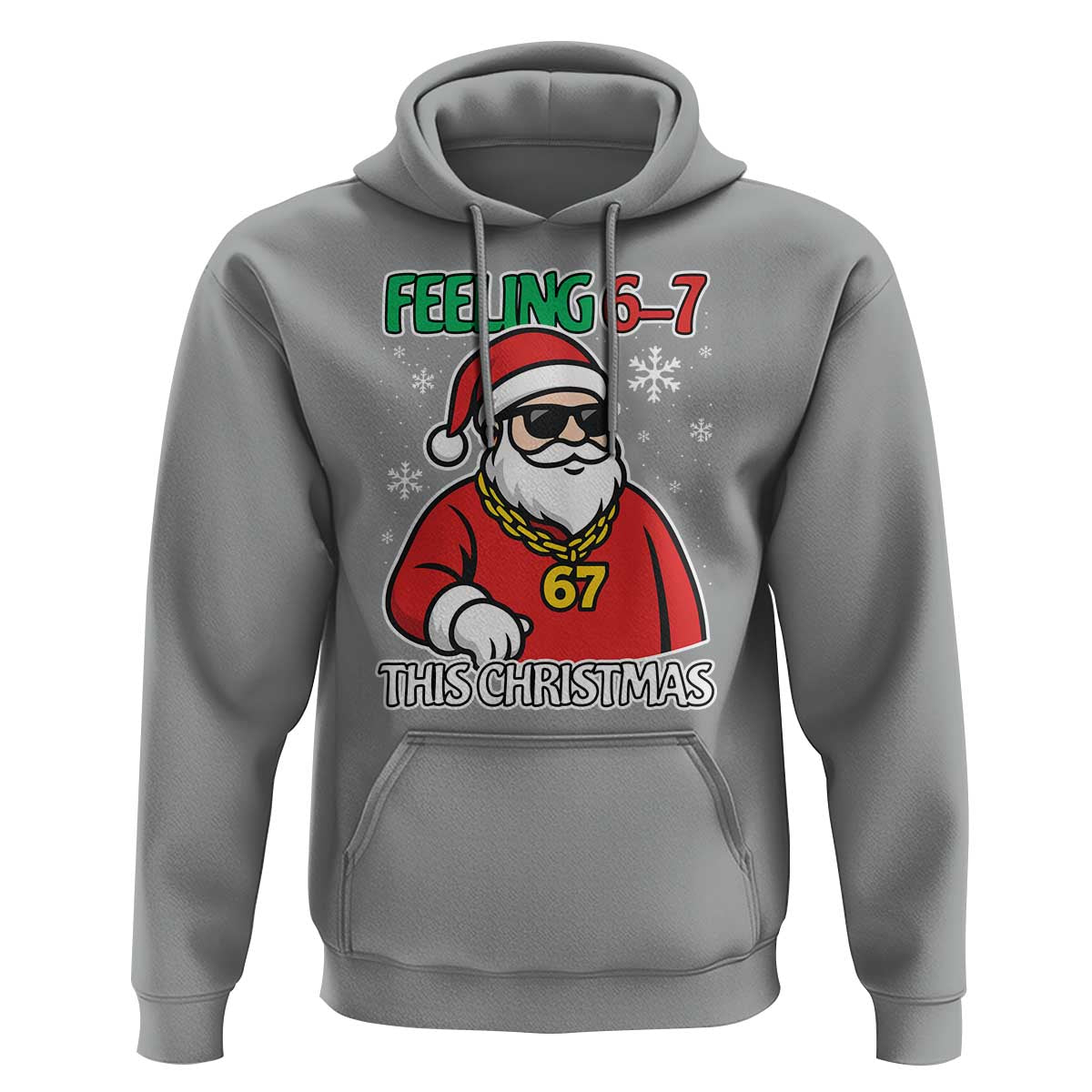Feeling 67 This Christmas Hoodie Funny Cool Santa Six Seven Meme Holiday - Wonder Print Shop