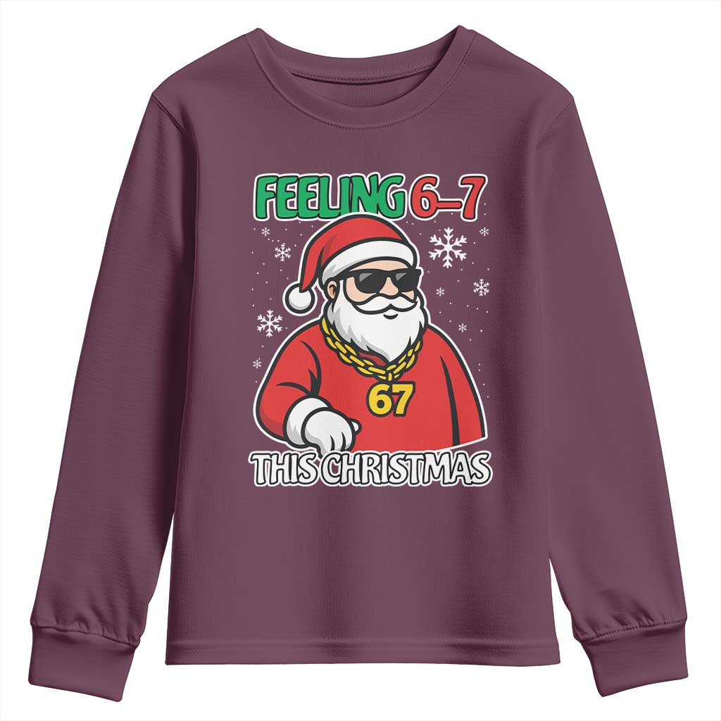 Feeling 67 This Christmas Youth Sweatshirt Funny Cool Santa Six Seven Meme Holiday - Wonder Print Shop