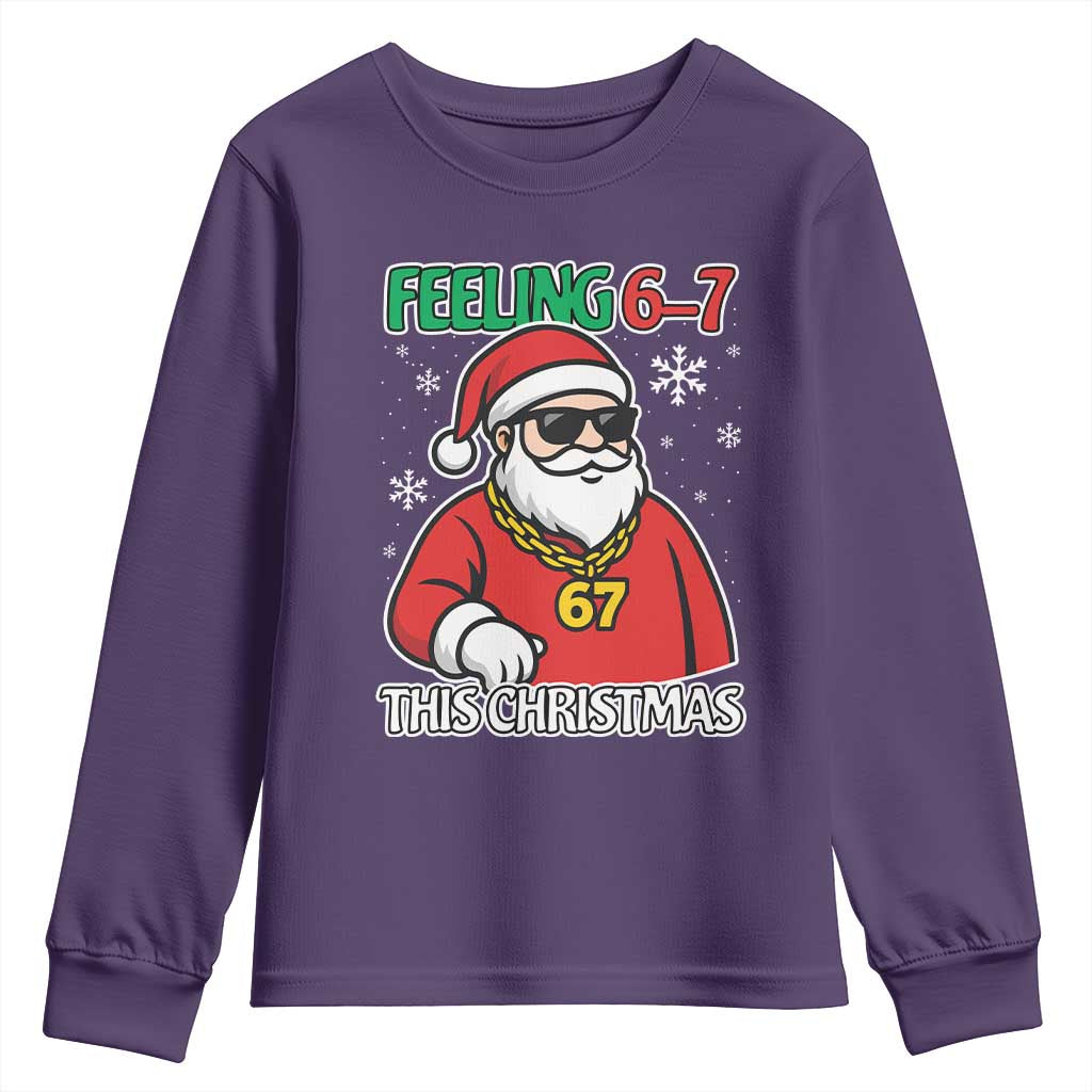 Feeling 67 This Christmas Youth Sweatshirt Funny Cool Santa Six Seven Meme Holiday - Wonder Print Shop