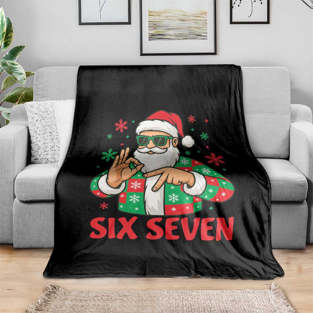 Cool Santa Six Seven Meme Christmas Throw Blanket Funny 67 Holiday Hand Sign with Hipster Vibes - Wonder Print Shop