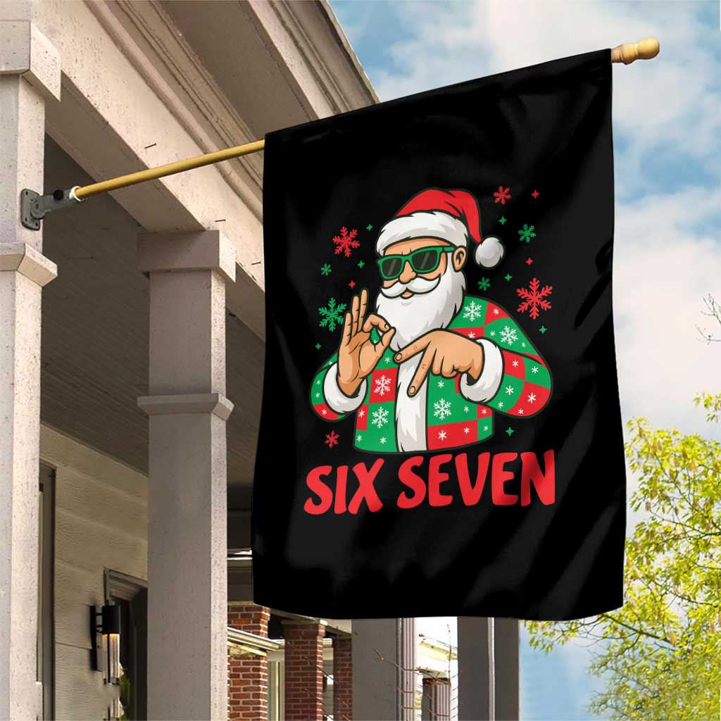 Cool Santa Six Seven Meme Christmas Garden Flag Funny 67 Holiday Hand Sign with Hipster Vibes - Wonder Print Shop