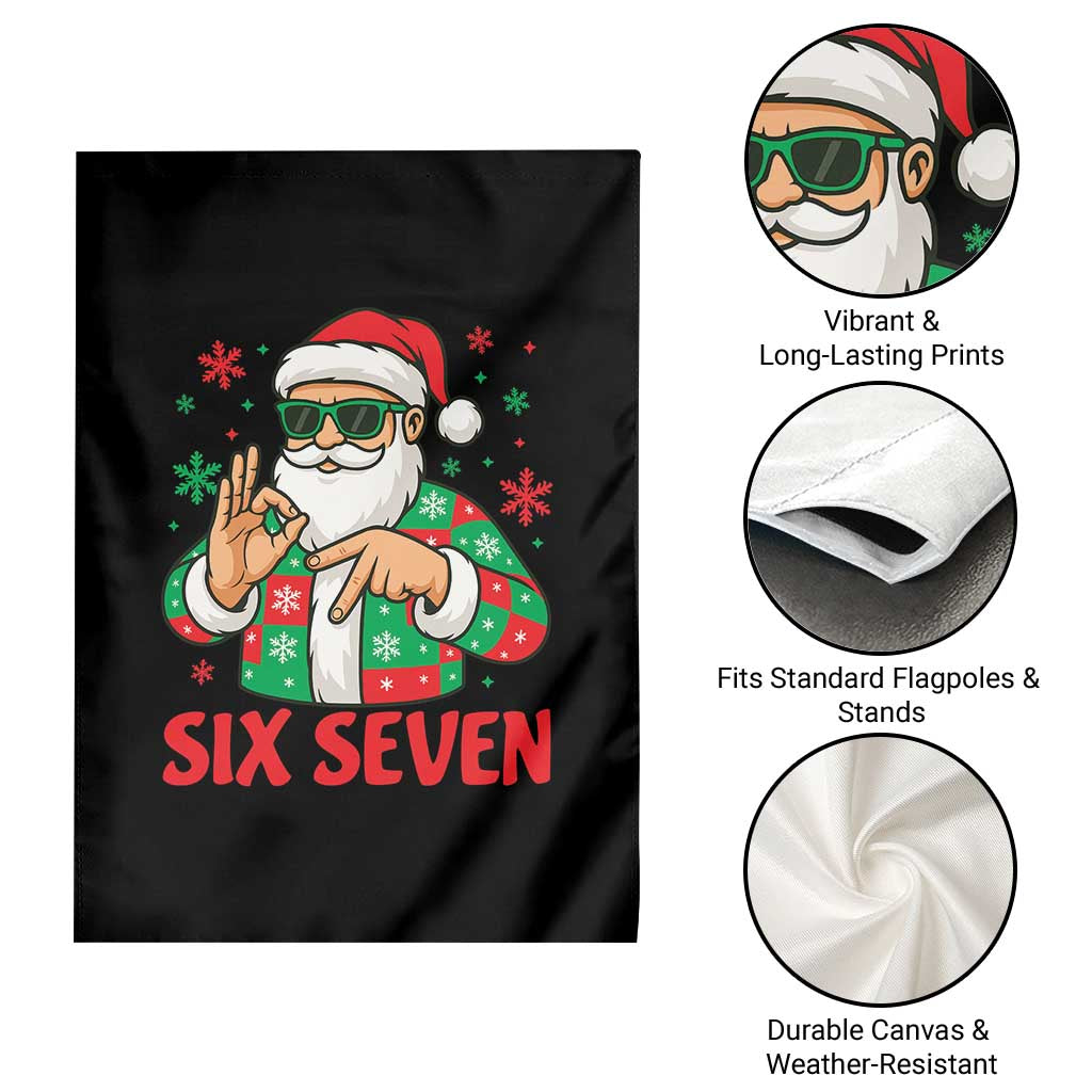 Cool Santa Six Seven Meme Christmas Garden Flag Funny 67 Holiday Hand Sign with Hipster Vibes - Wonder Print Shop