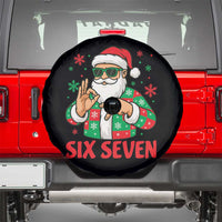 Cool Santa Six Seven Meme Christmas Spare Tire Cover Funny 67 Holiday Hand Sign with Hipster Vibes - Wonder Print Shop