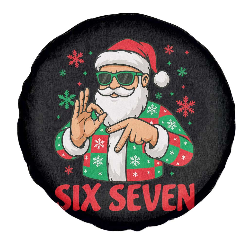 Cool Santa Six Seven Meme Christmas Spare Tire Cover Funny 67 Holiday Hand Sign with Hipster Vibes - Wonder Print Shop