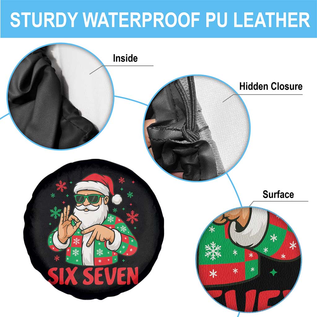 Cool Santa Six Seven Meme Christmas Spare Tire Cover Funny 67 Holiday Hand Sign with Hipster Vibes - Wonder Print Shop