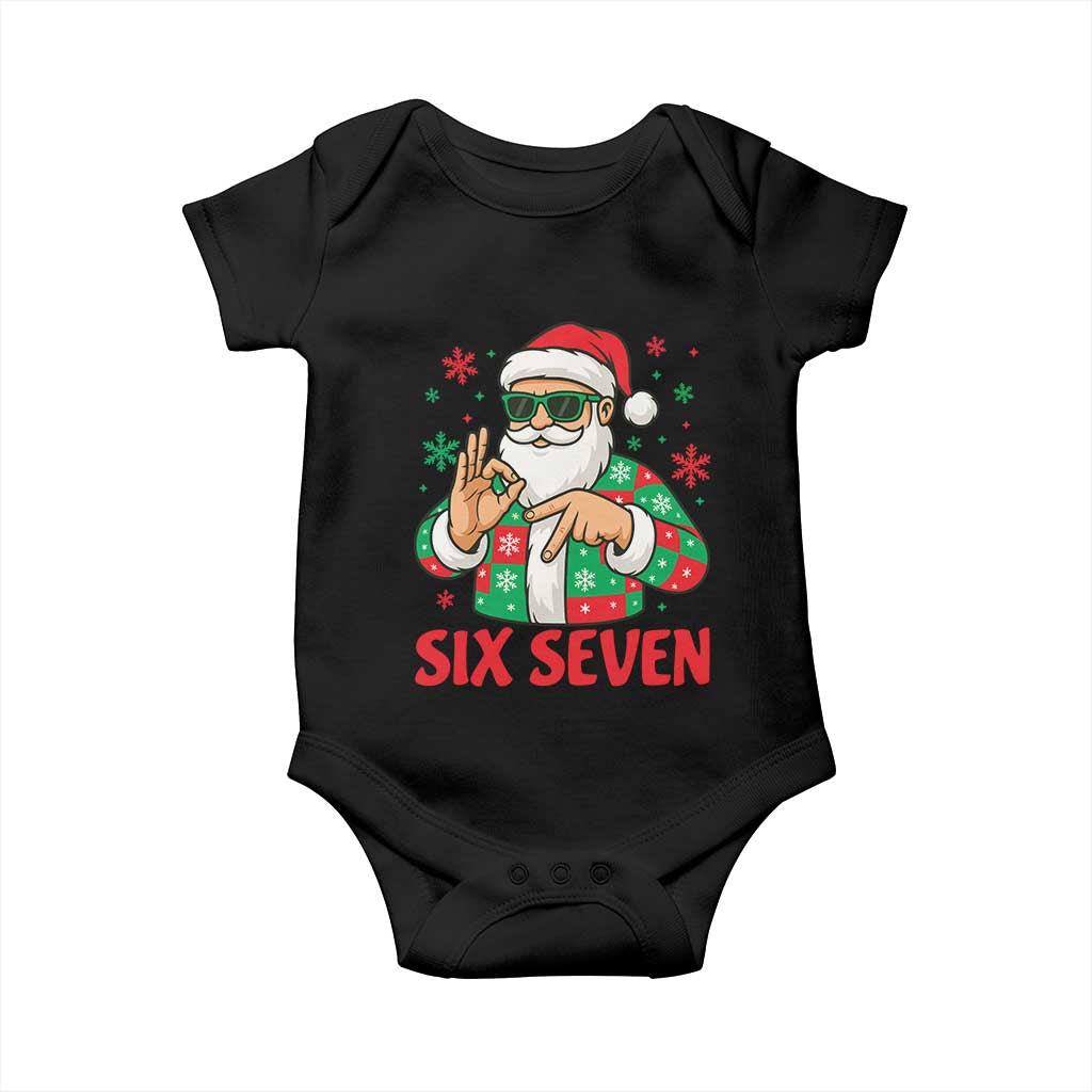 Cool Santa Six Seven Meme Christmas Baby Onesie Funny 67 Holiday Hand Sign with Hipster Vibes - Wonder Print Shop