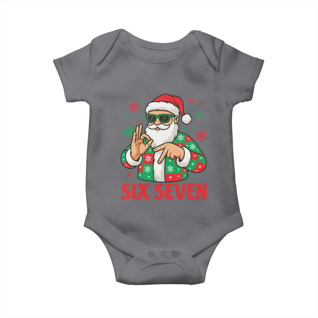 Cool Santa Six Seven Meme Christmas Baby Onesie Funny 67 Holiday Hand Sign with Hipster Vibes - Wonder Print Shop