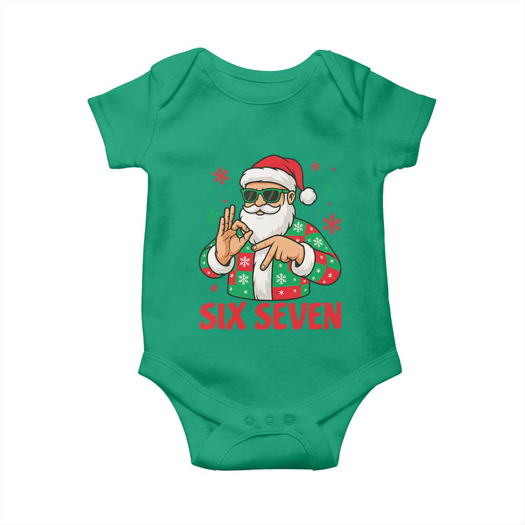 Cool Santa Six Seven Meme Christmas Baby Onesie Funny 67 Holiday Hand Sign with Hipster Vibes - Wonder Print Shop