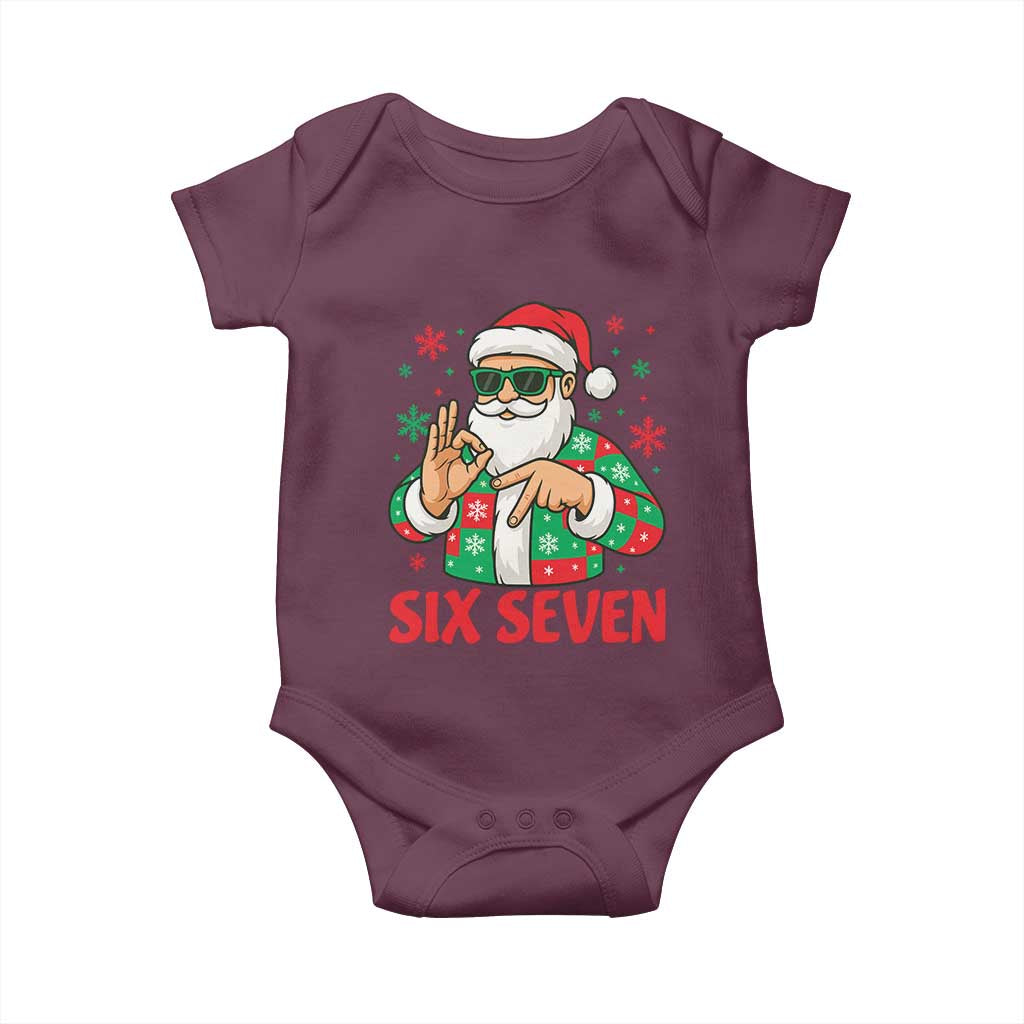 Cool Santa Six Seven Meme Christmas Baby Onesie Funny 67 Holiday Hand Sign with Hipster Vibes - Wonder Print Shop