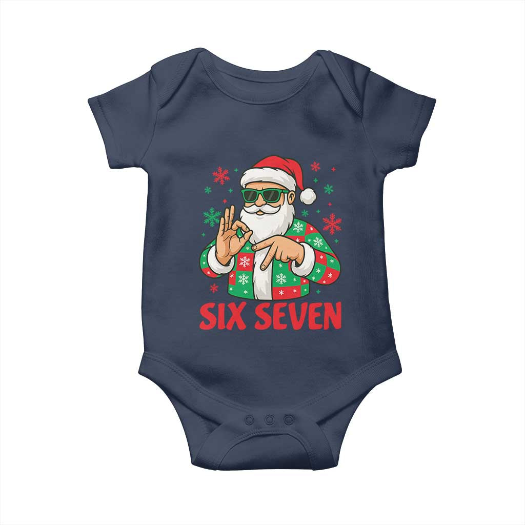 Cool Santa Six Seven Meme Christmas Baby Onesie Funny 67 Holiday Hand Sign with Hipster Vibes - Wonder Print Shop
