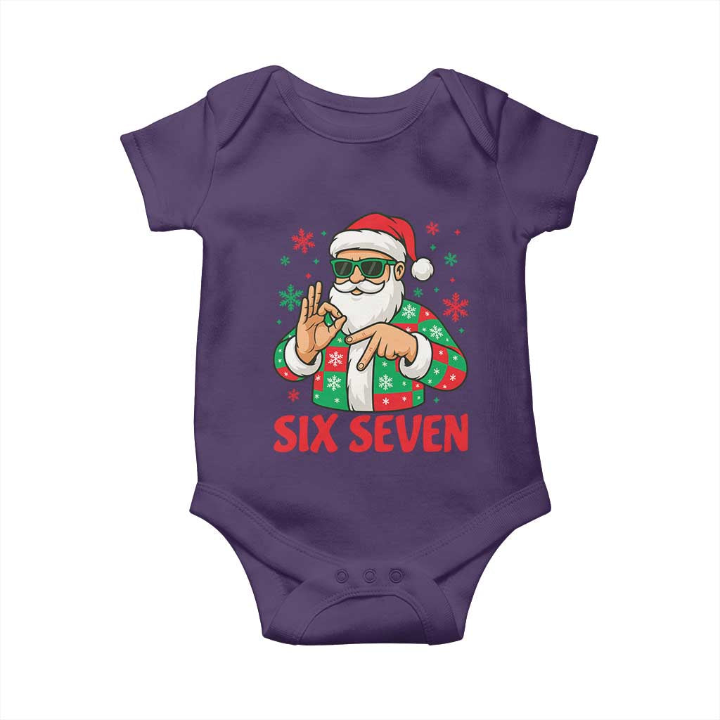 Cool Santa Six Seven Meme Christmas Baby Onesie Funny 67 Holiday Hand Sign with Hipster Vibes - Wonder Print Shop