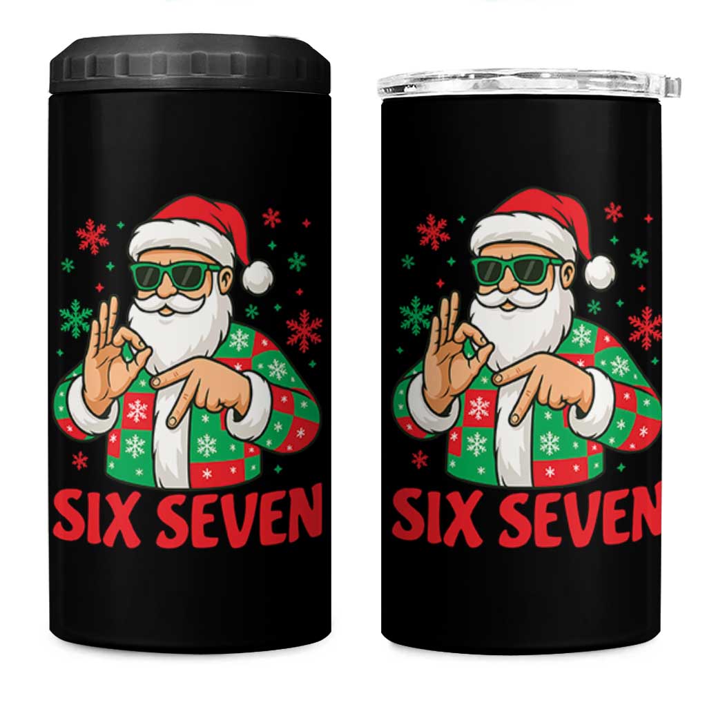 Cool Santa Six Seven Meme Christmas 4 in 1 Can Cooler Tumbler Funny 67 Holiday Hand Sign with Hipster Vibes - Wonder Print Shop