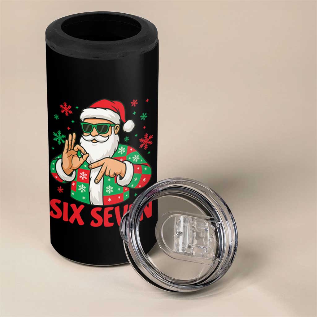 Cool Santa Six Seven Meme Christmas 4 in 1 Can Cooler Tumbler Funny 67 Holiday Hand Sign with Hipster Vibes - Wonder Print Shop