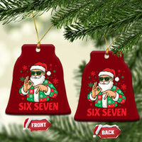 Cool Santa Six Seven Meme Christmas Ceramic Ornament Funny 67 Holiday Hand Sign with Hipster Vibes - Wonder Print Shop