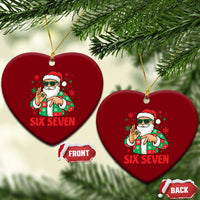 Cool Santa Six Seven Meme Christmas Ceramic Ornament Funny 67 Holiday Hand Sign with Hipster Vibes - Wonder Print Shop