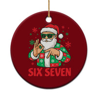 Cool Santa Six Seven Meme Christmas Ceramic Ornament Funny 67 Holiday Hand Sign with Hipster Vibes - Wonder Print Shop
