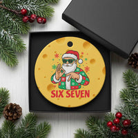 Cool Santa Six Seven Meme Christmas Ceramic Ornament Funny 67 Holiday Hand Sign with Hipster Vibes - Wonder Print Shop