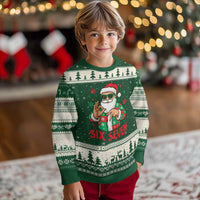 Cool Santa Six Seven Meme Xmas Ugly Christmas Sweater Funny 67 Holiday Hand Sign with Hipster Vibes - Wonder Print Shop