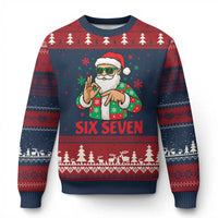 Cool Santa Six Seven Meme Xmas Ugly Christmas Sweater Funny 67 Holiday Hand Sign with Hipster Vibes - Wonder Print Shop
