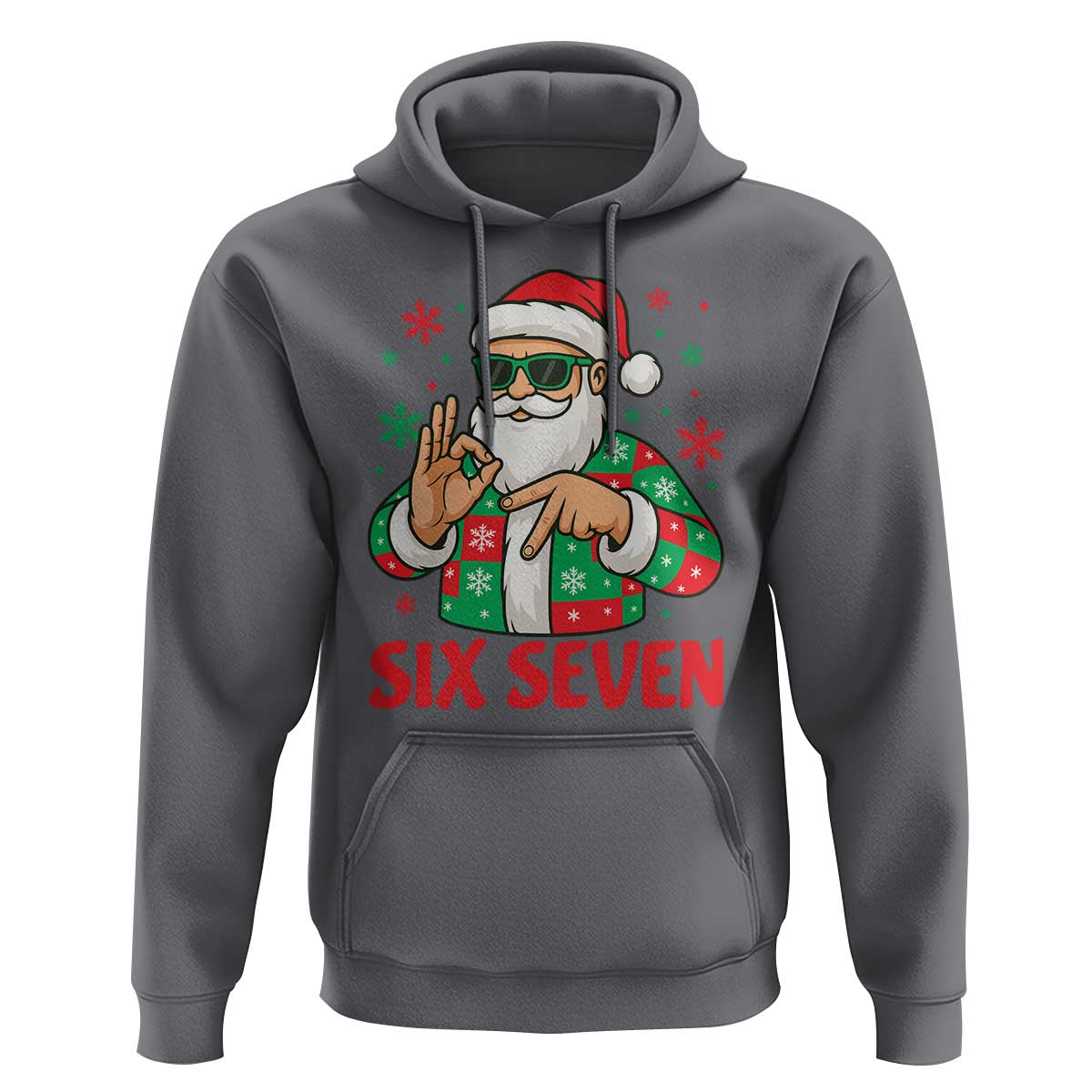 Cool Santa Six Seven Meme Christmas Hoodie Funny 67 Holiday Hand Sign with Hipster Vibes - Wonder Print Shop