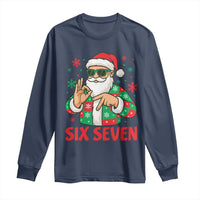 Cool Santa Six Seven Meme Christmas Long Sleeve Shirt Funny 67 Holiday Hand Sign with Hipster Vibes - Wonder Print Shop