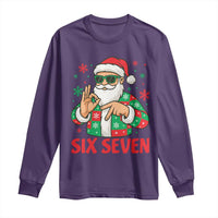 Cool Santa Six Seven Meme Christmas Long Sleeve Shirt Funny 67 Holiday Hand Sign with Hipster Vibes - Wonder Print Shop