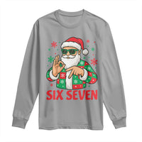 Cool Santa Six Seven Meme Christmas Long Sleeve Shirt Funny 67 Holiday Hand Sign with Hipster Vibes - Wonder Print Shop