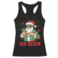 Cool Santa Six Seven Meme Christmas Racerback Tank Top Funny 67 Holiday Hand Sign with Hipster Vibes - Wonder Print Shop