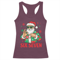 Cool Santa Six Seven Meme Christmas Racerback Tank Top Funny 67 Holiday Hand Sign with Hipster Vibes - Wonder Print Shop