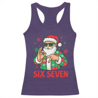 Cool Santa Six Seven Meme Christmas Racerback Tank Top Funny 67 Holiday Hand Sign with Hipster Vibes - Wonder Print Shop