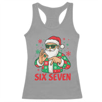 Cool Santa Six Seven Meme Christmas Racerback Tank Top Funny 67 Holiday Hand Sign with Hipster Vibes - Wonder Print Shop