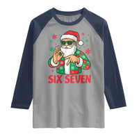 Cool Santa Six Seven Meme Christmas Raglan Shirt Funny 67 Holiday Hand Sign with Hipster Vibes - Wonder Print Shop