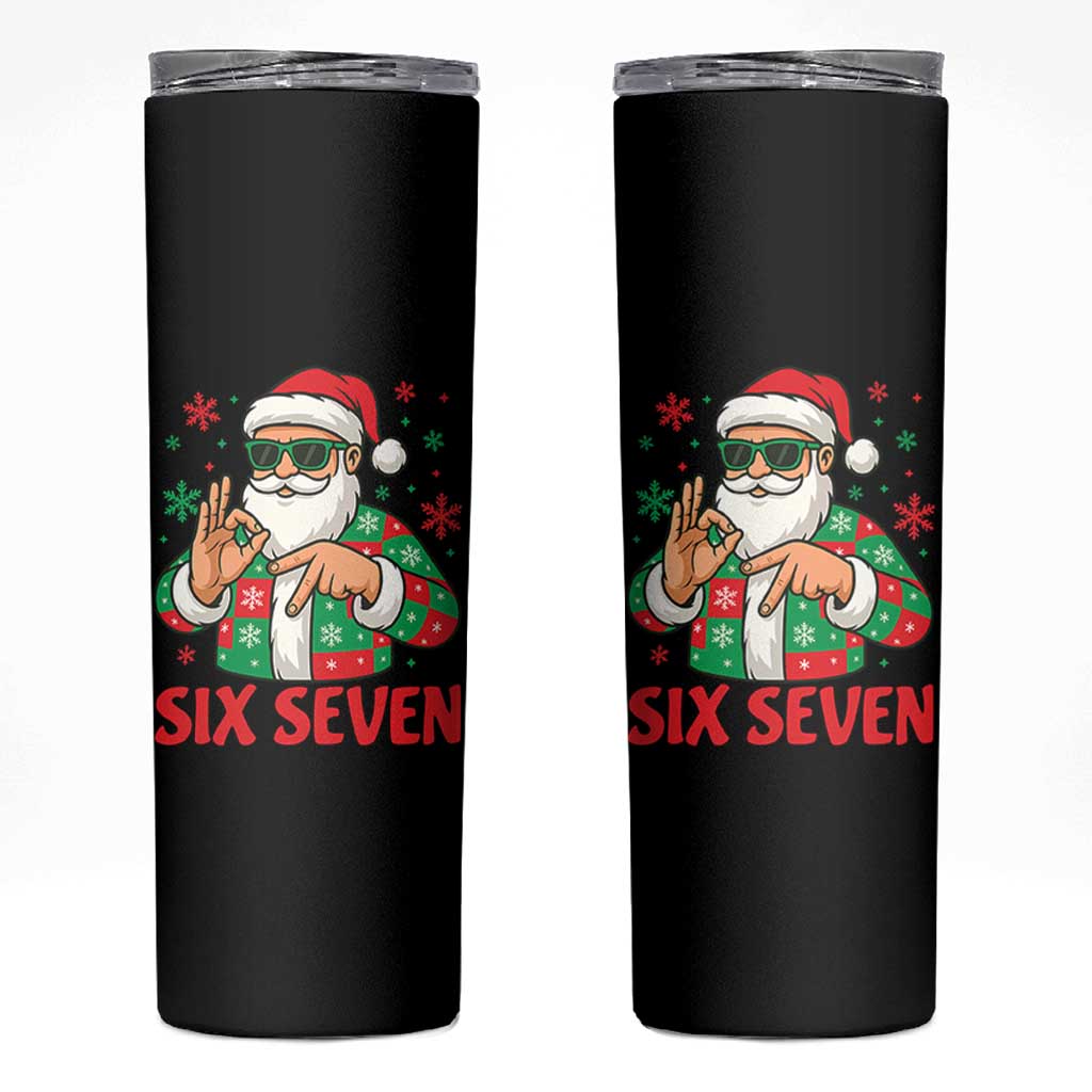 Cool Santa Six Seven Meme Christmas Skinny Tumbler Funny 67 Holiday Hand Sign with Hipster Vibes - Wonder Print Shop